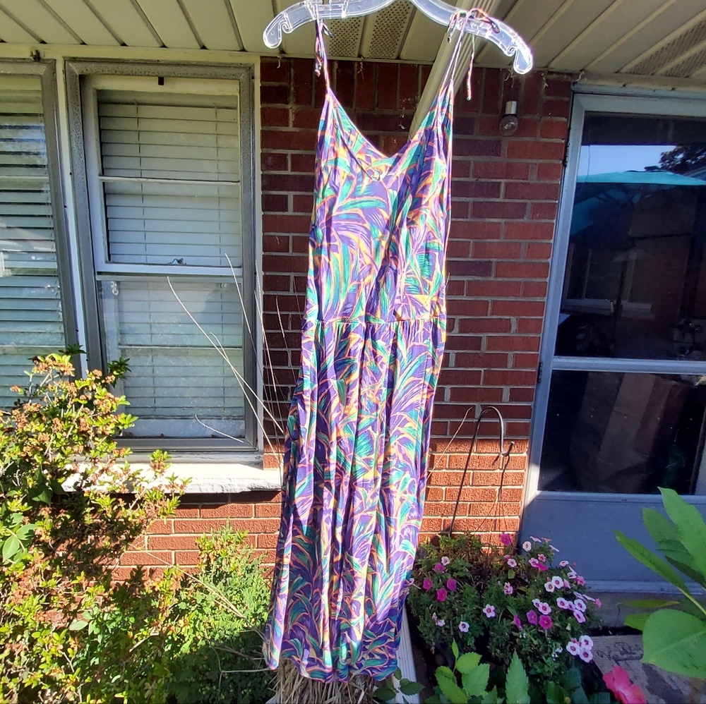 Vintage Crepe Print Dress Size S